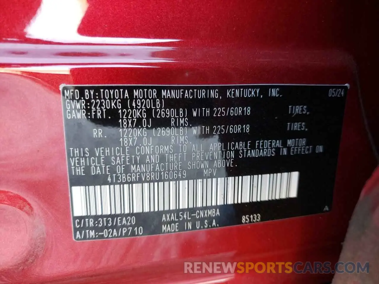 13 Photograph of a damaged car 4T3B6RFV8RU160649 TOYOTA RAV4 2024