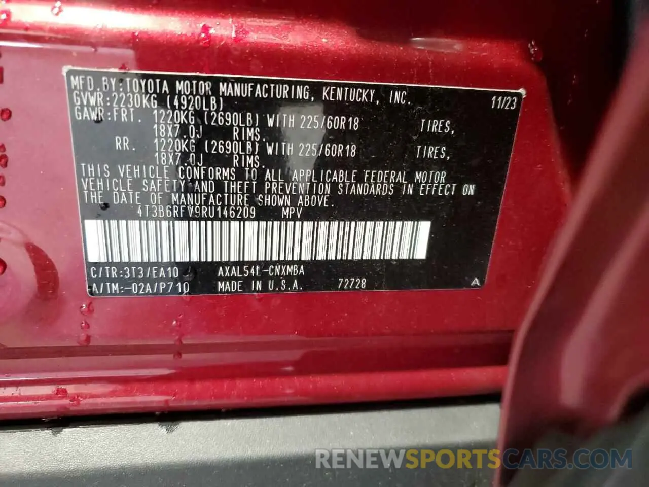 13 Photograph of a damaged car 4T3B6RFV9RU146209 TOYOTA RAV4 2024