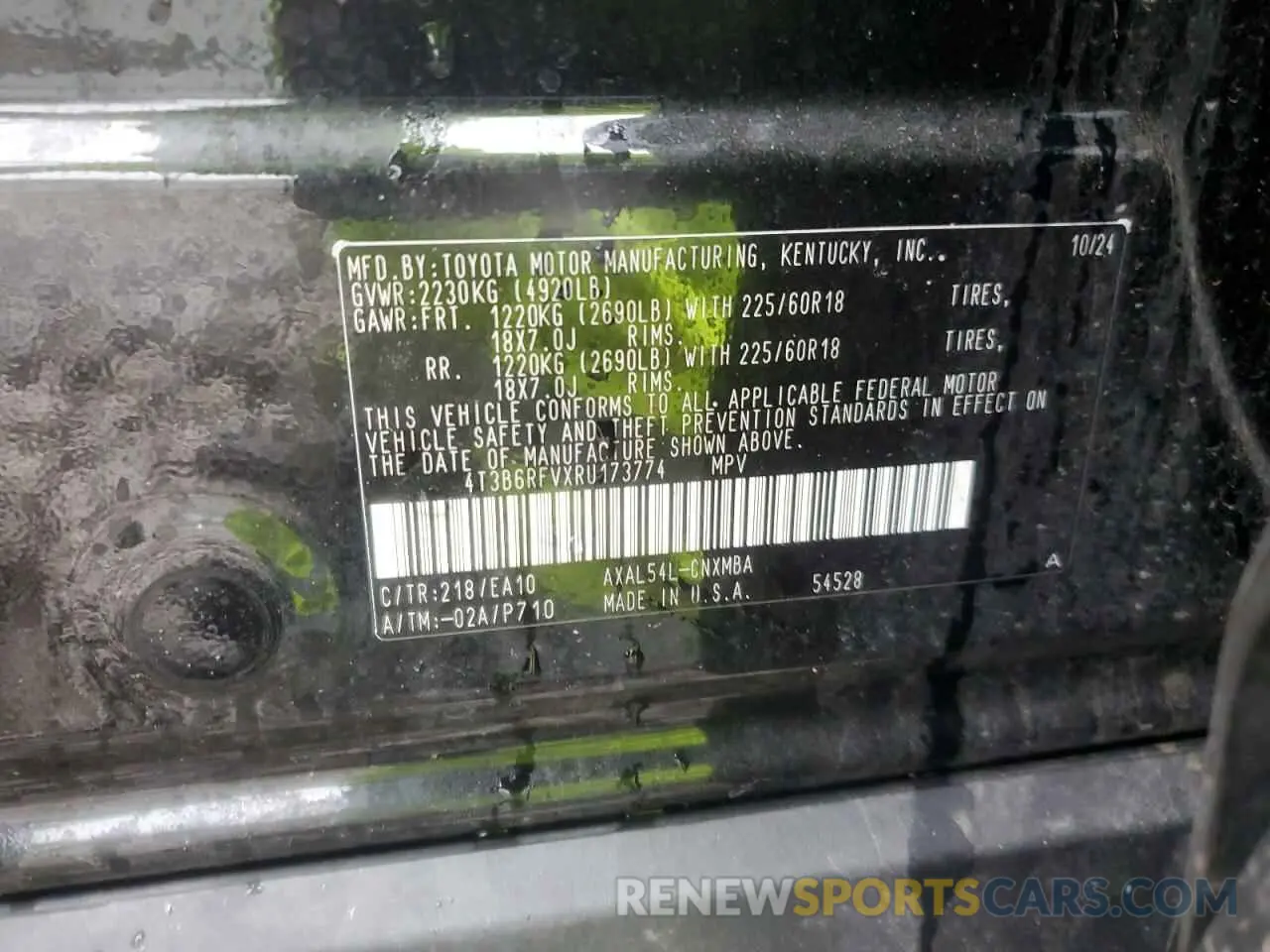 13 Photograph of a damaged car 4T3B6RFVXRU173774 TOYOTA RAV4 2024