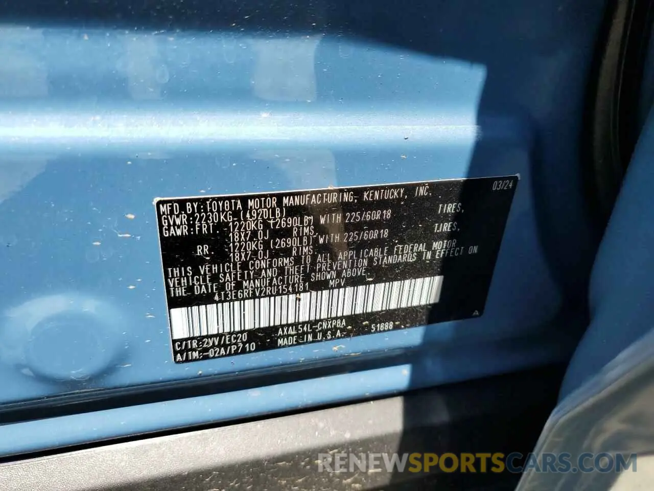 13 Photograph of a damaged car 4T3E6RFV2RU154181 TOYOTA RAV4 2024