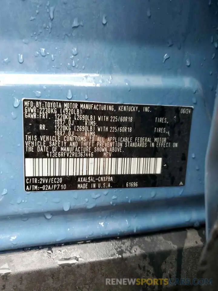 13 Photograph of a damaged car 4T3E6RFV2RU163446 TOYOTA RAV4 2024