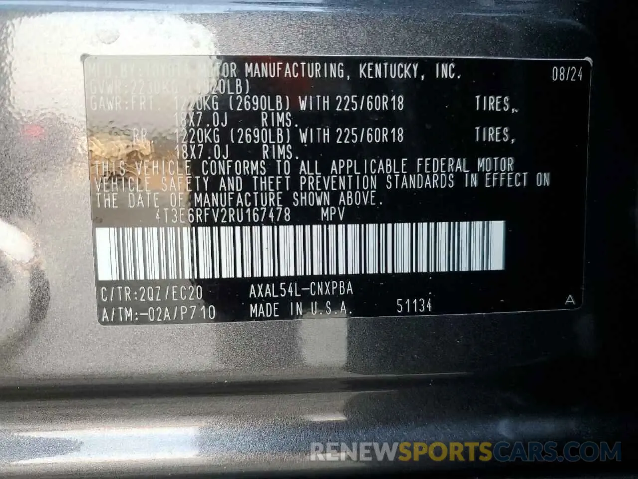 13 Photograph of a damaged car 4T3E6RFV2RU167478 TOYOTA RAV4 2024