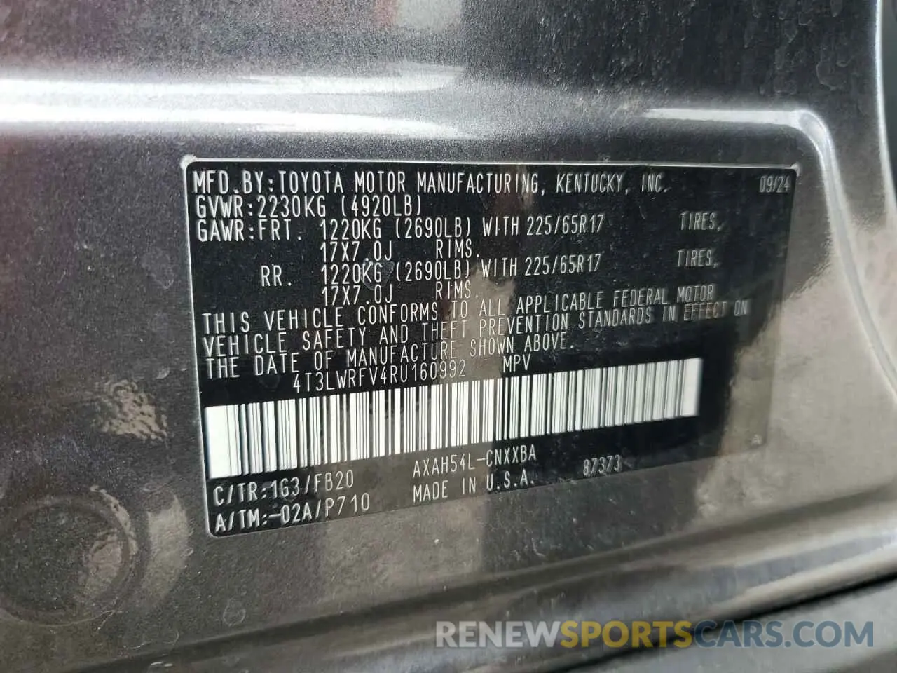 14 Photograph of a damaged car 4T3LWRFV4RU160992 TOYOTA RAV4 2024