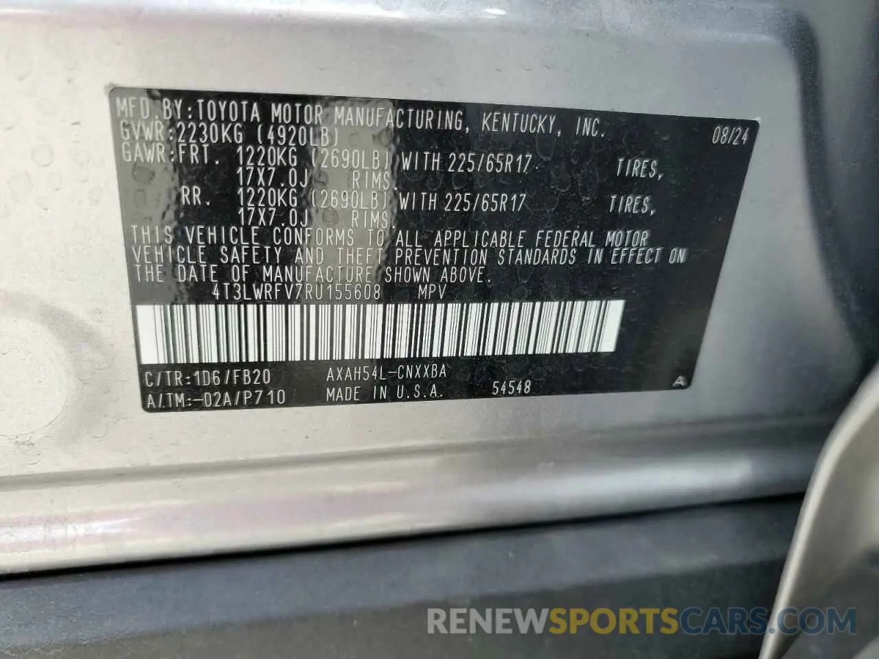 13 Photograph of a damaged car 4T3LWRFV7RU155608 TOYOTA RAV4 2024