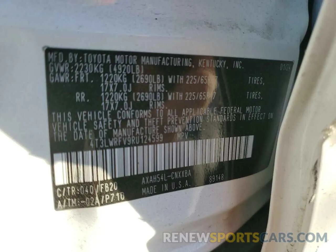 13 Photograph of a damaged car 4T3LWRFV9RU124599 TOYOTA RAV4 2024