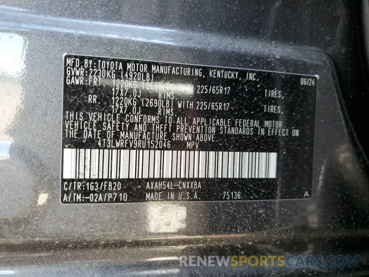 13 Photograph of a damaged car 4T3LWRFV9RU152046 TOYOTA RAV4 2024