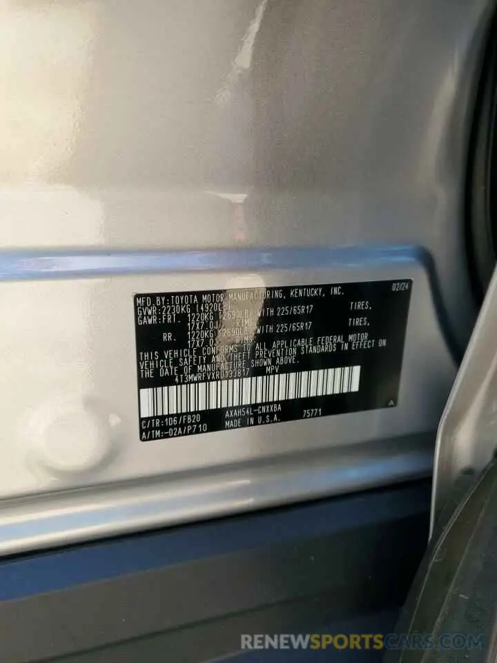 13 Photograph of a damaged car 4T3MWRFVXRU133817 TOYOTA RAV4 2024