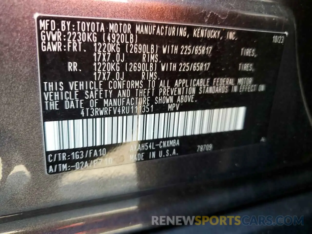 13 Photograph of a damaged car 4T3RWRFV4RU111351 TOYOTA RAV4 2024