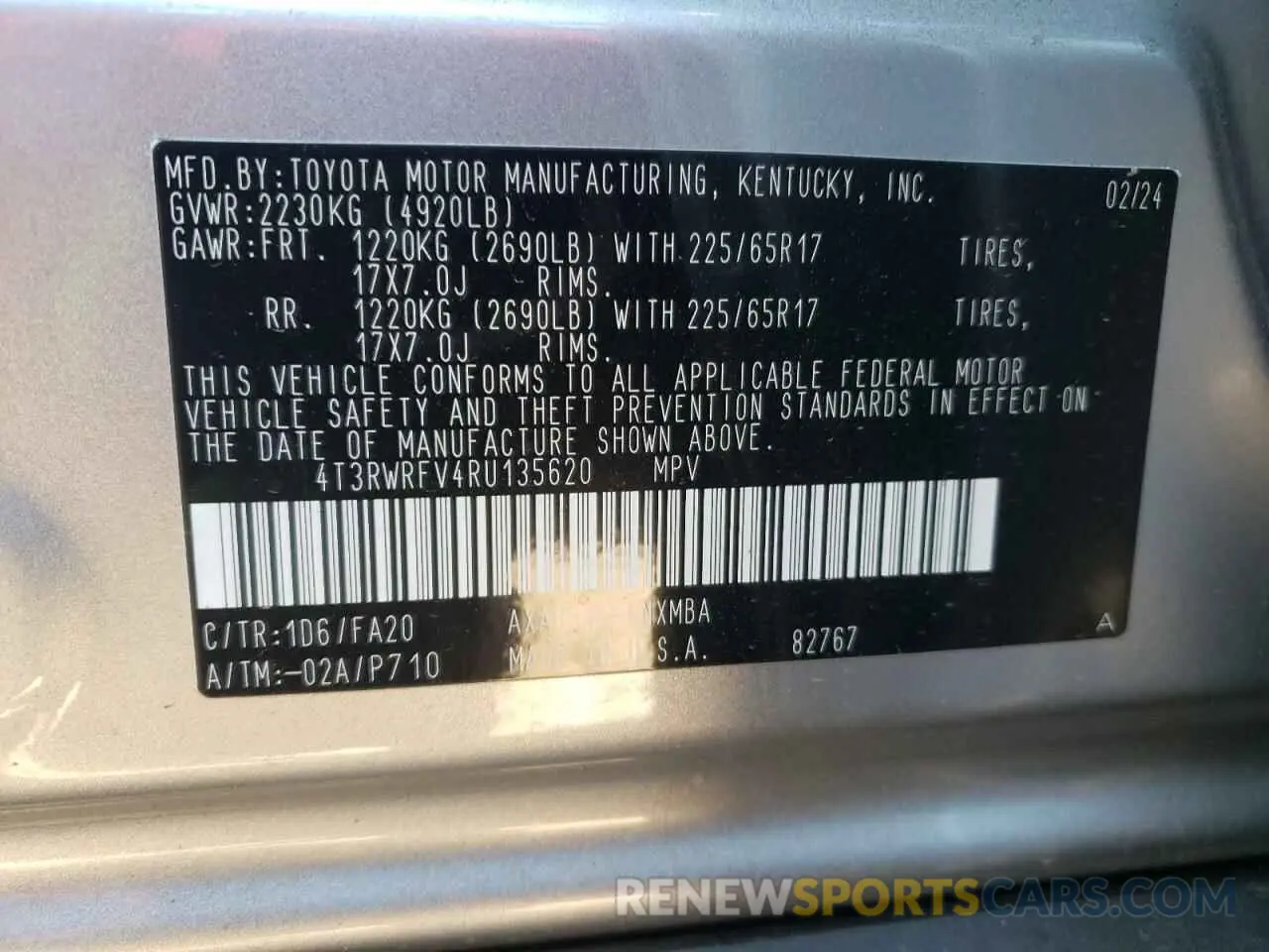 13 Photograph of a damaged car 4T3RWRFV4RU135620 TOYOTA RAV4 2024