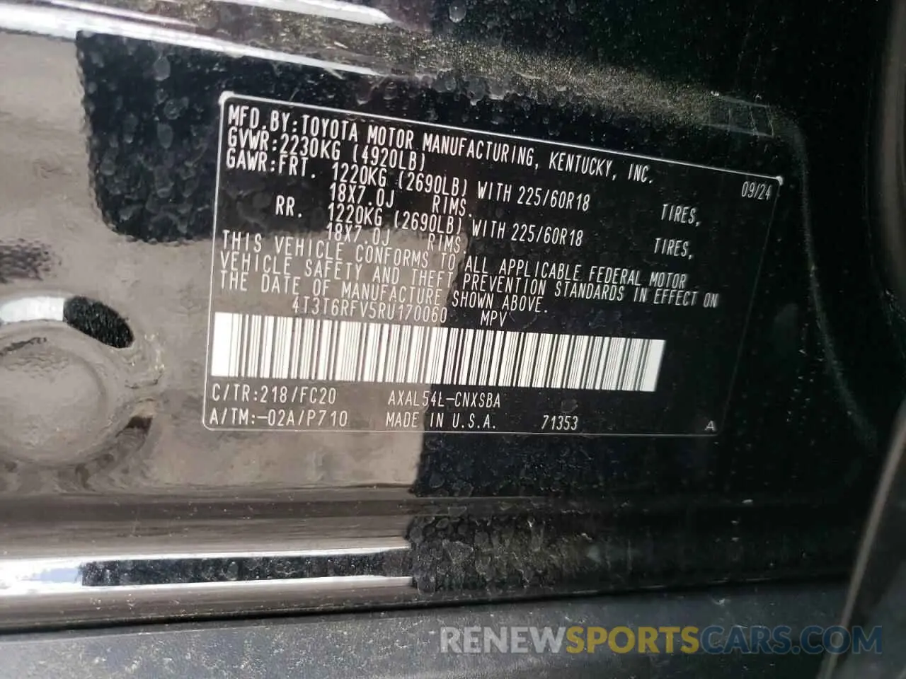 14 Photograph of a damaged car 4T3T6RFV5RU170060 TOYOTA RAV4 2024
