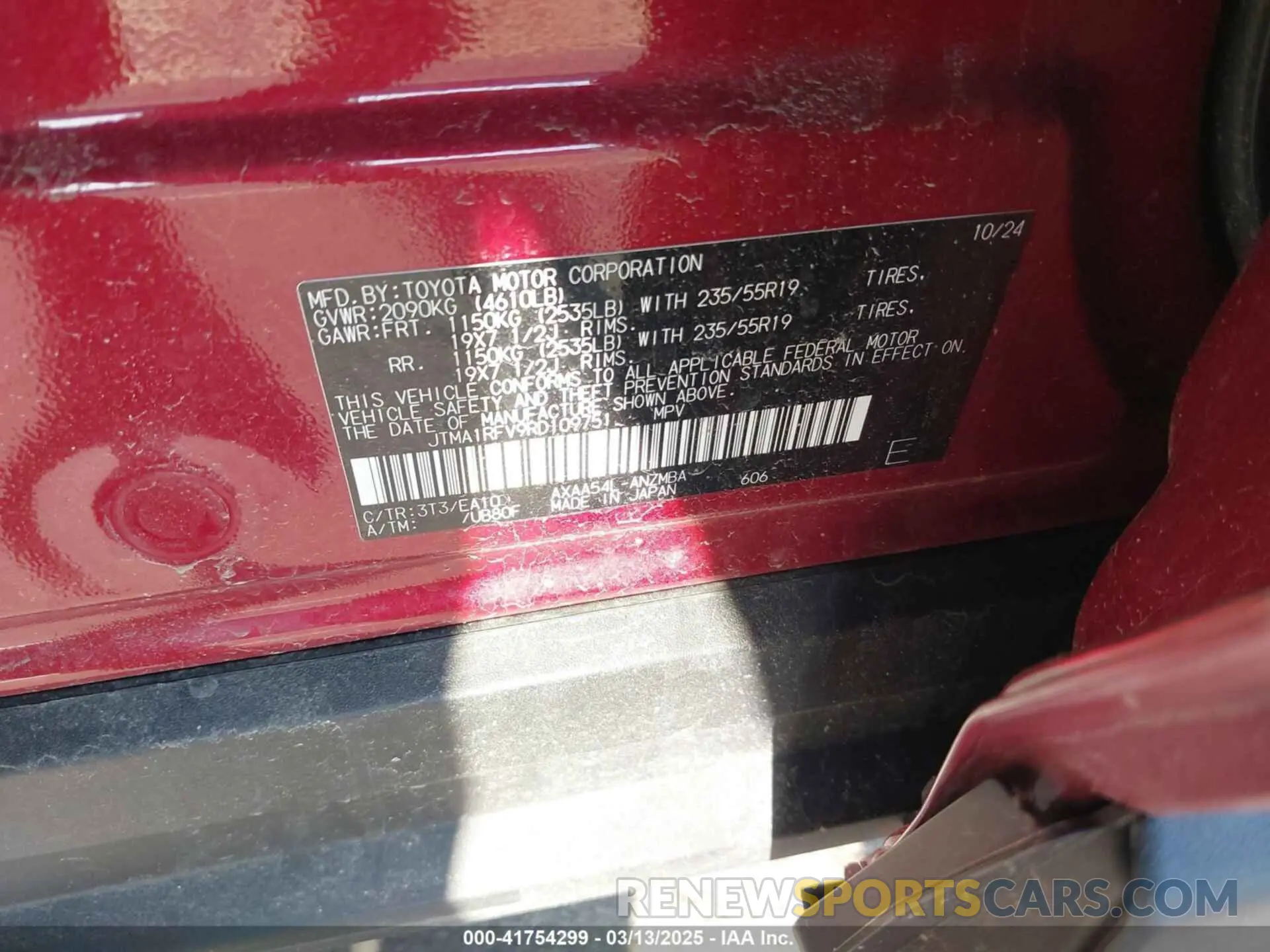 9 Photograph of a damaged car JTMA1RFV9RD109751 TOYOTA RAV4 2024