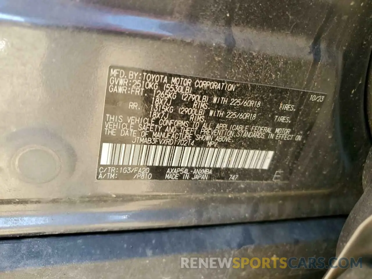 13 Photograph of a damaged car JTMAB3FVXRD170214 TOYOTA RAV4 2024