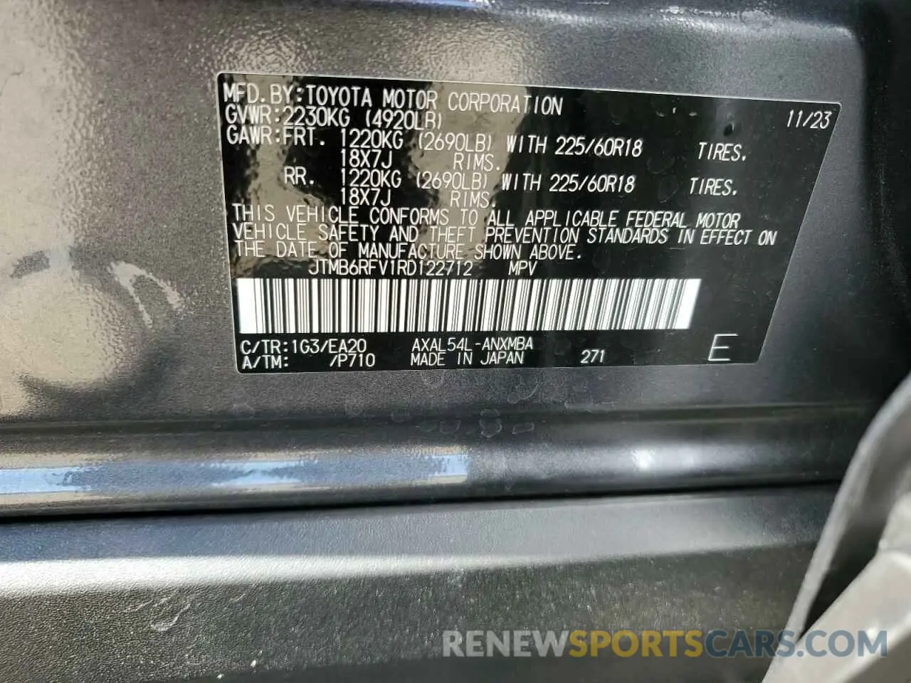 14 Photograph of a damaged car JTMB6RFV1RD122712 TOYOTA RAV4 2024