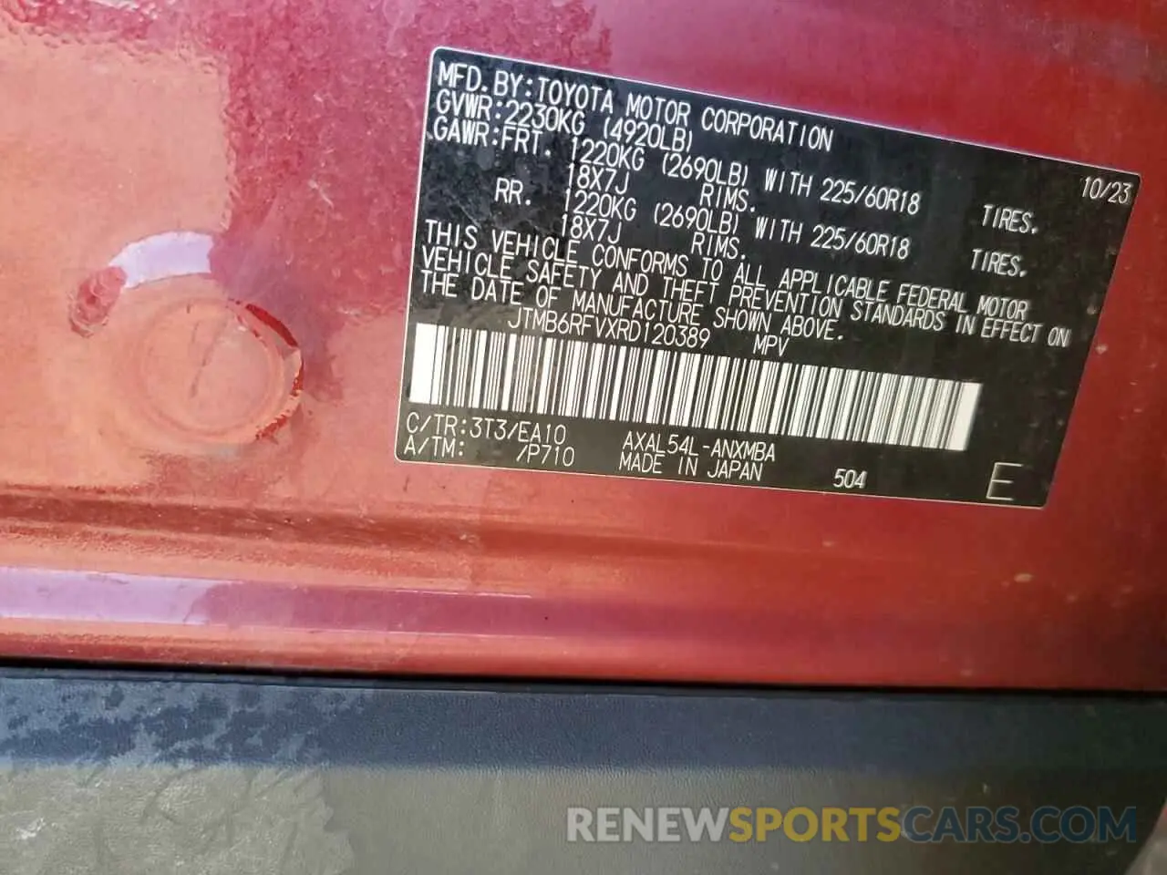 13 Photograph of a damaged car JTMB6RFVXRD120389 TOYOTA RAV4 2024