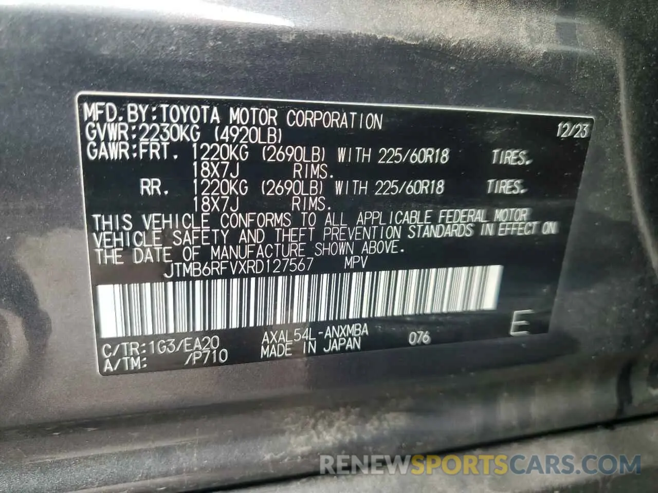 13 Photograph of a damaged car JTMB6RFVXRD127567 TOYOTA RAV4 2024