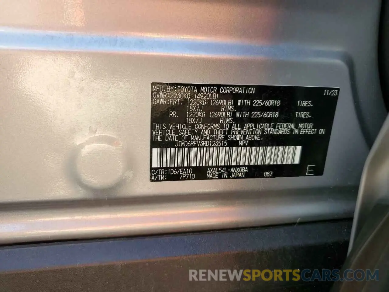 13 Photograph of a damaged car JTMD6RFV3RD123515 TOYOTA RAV4 2024