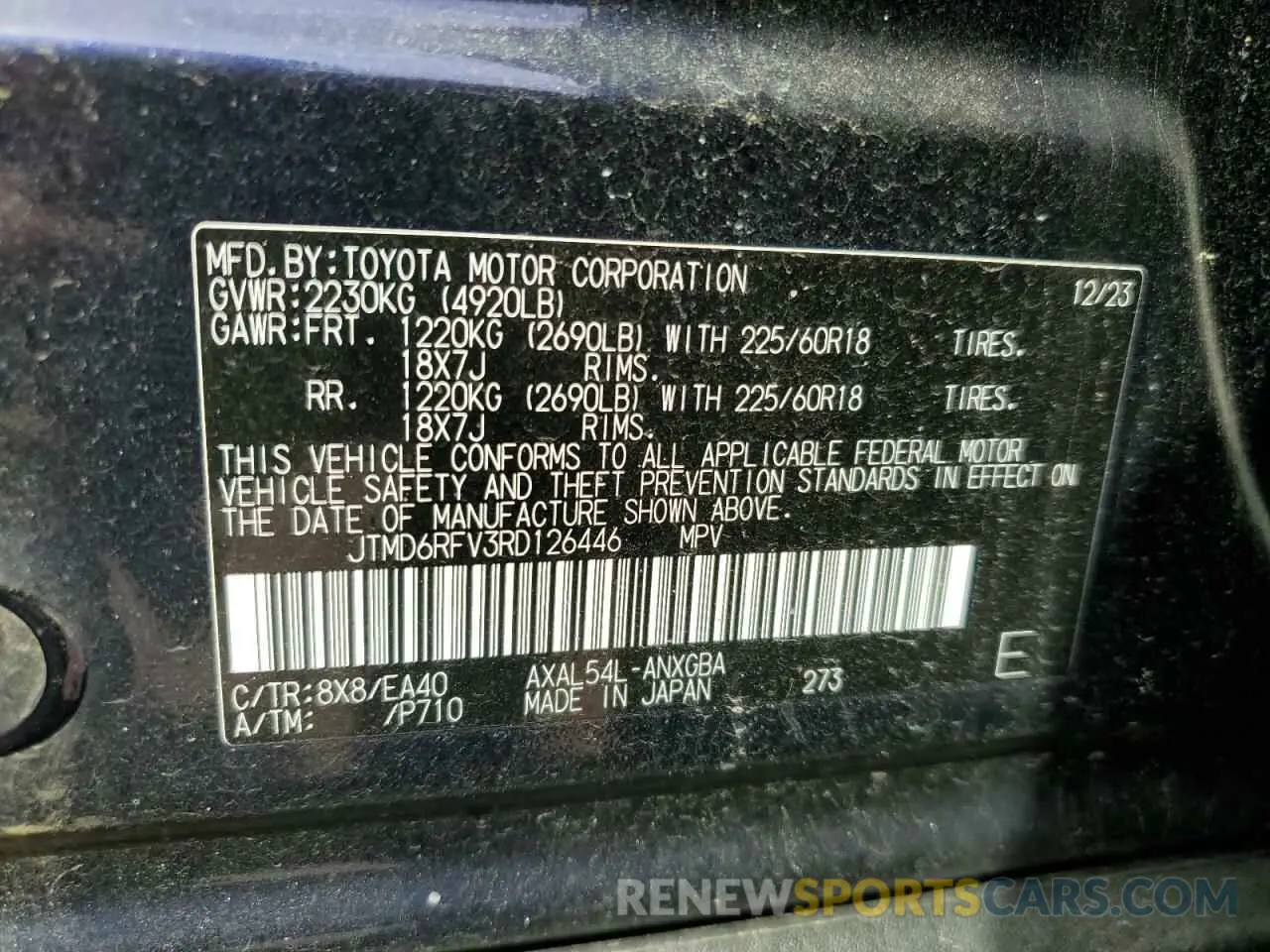 13 Photograph of a damaged car JTMD6RFV3RD126446 TOYOTA RAV4 2024