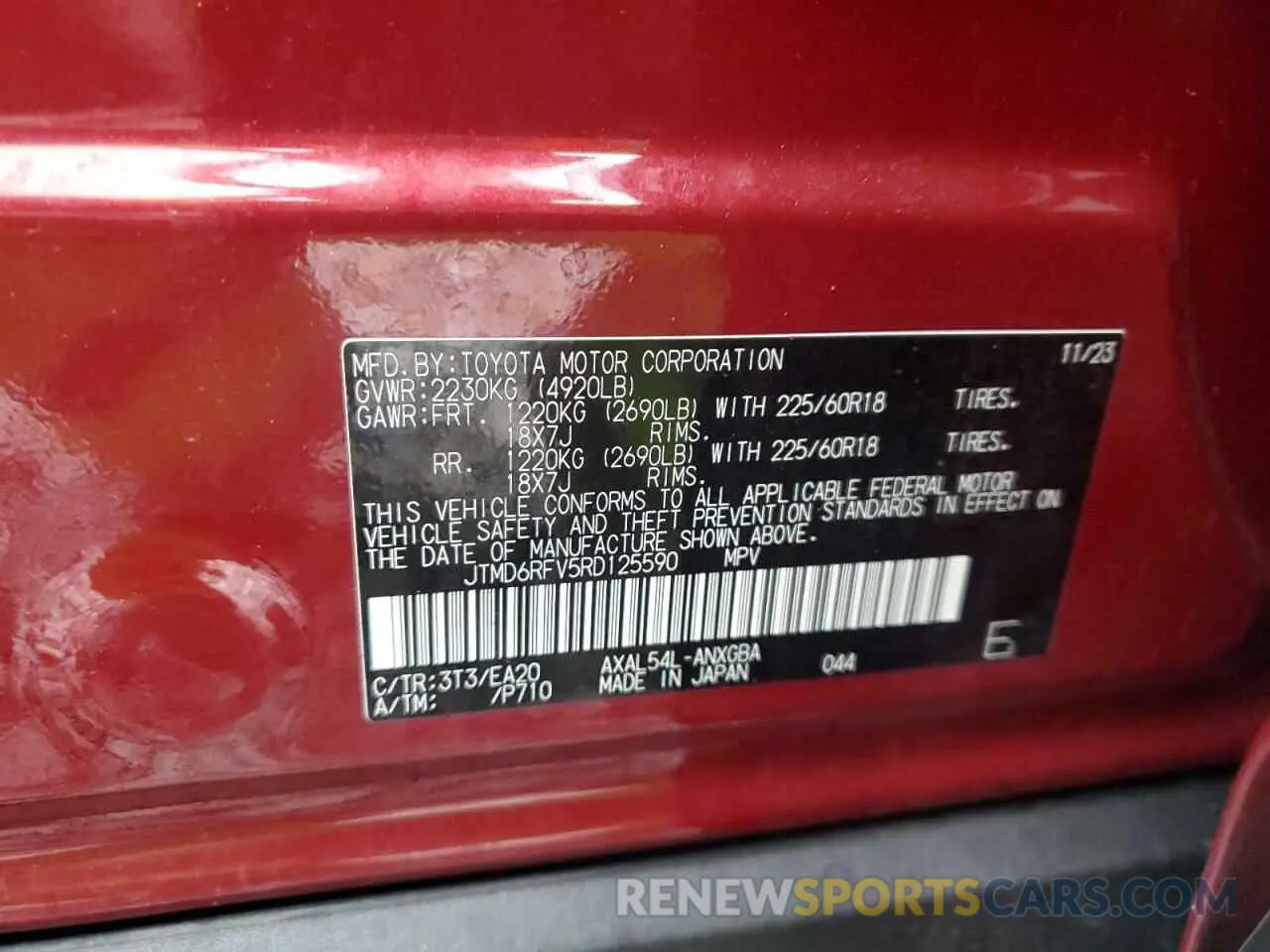 13 Photograph of a damaged car JTMD6RFV5RD125590 TOYOTA RAV4 2024