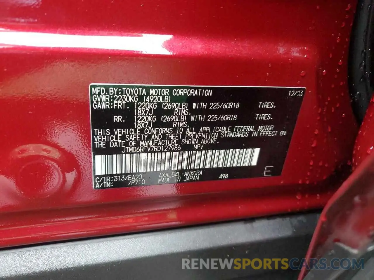 13 Photograph of a damaged car JTMD6RFV7RD127986 TOYOTA RAV4 2024