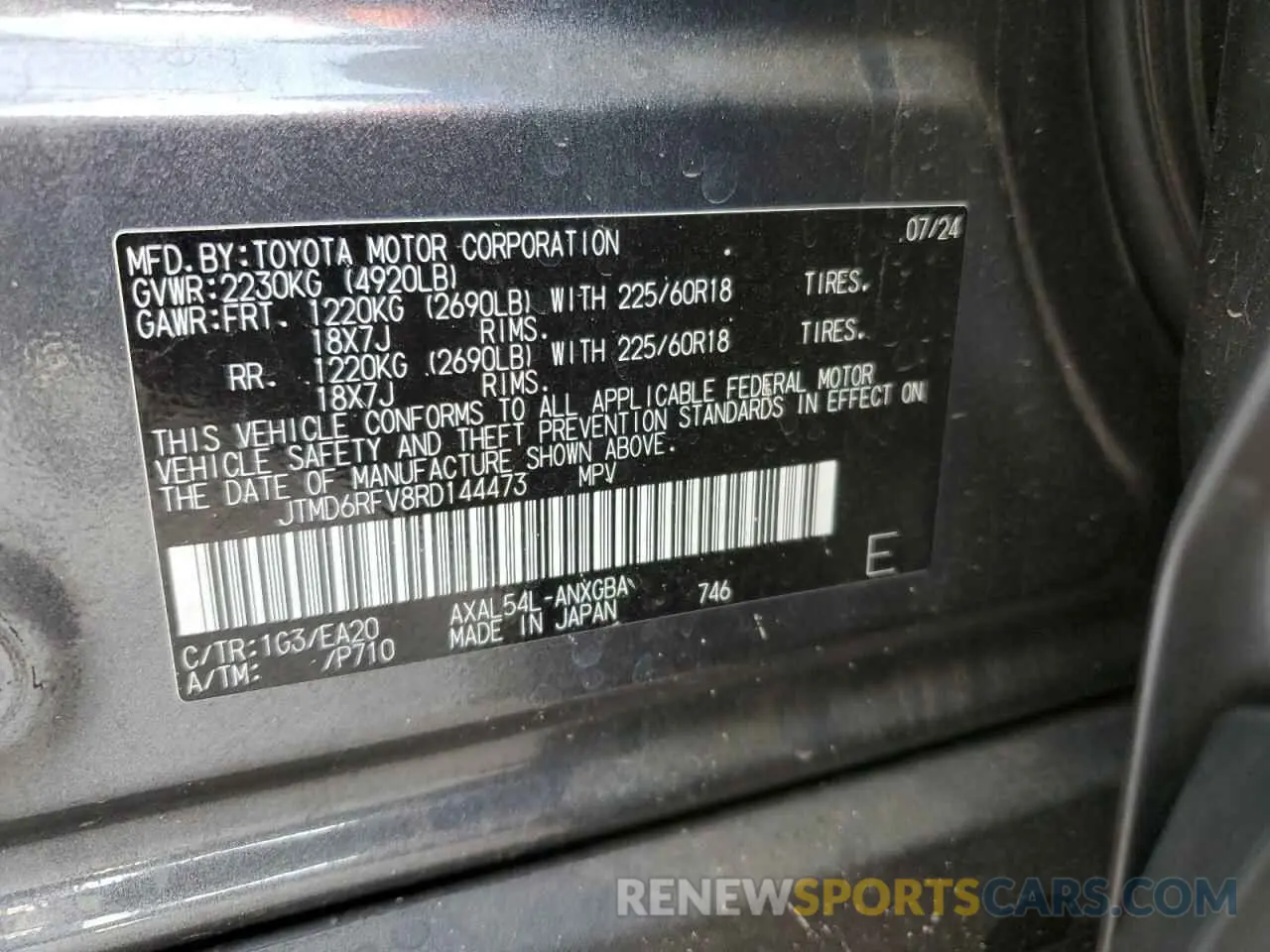 12 Photograph of a damaged car JTMD6RFV8RD144473 TOYOTA RAV4 2024