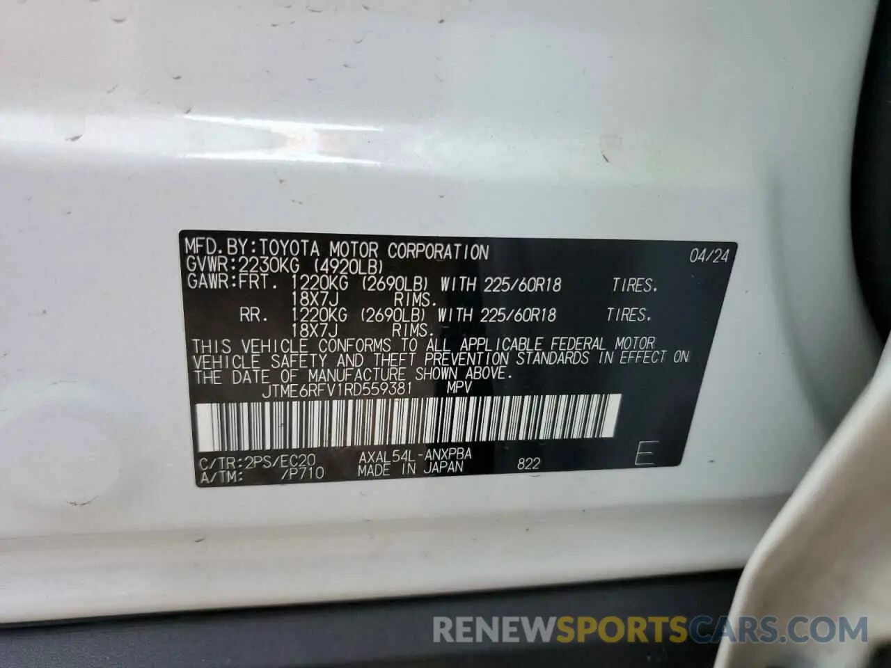 12 Photograph of a damaged car JTME6RFV1RD559381 TOYOTA RAV4 2024