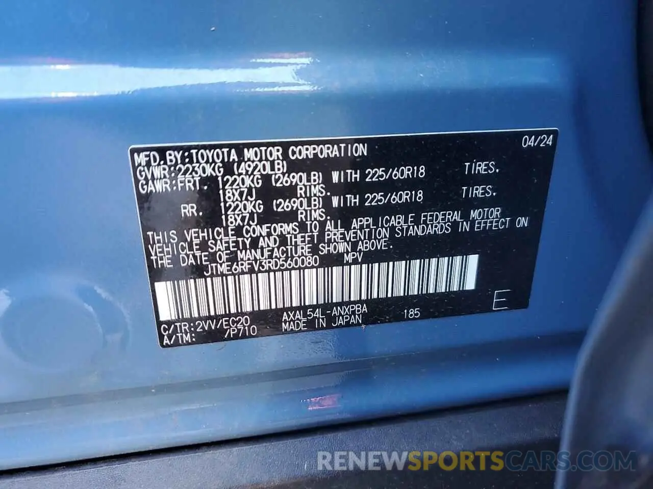 12 Photograph of a damaged car JTME6RFV3RD560080 TOYOTA RAV4 2024