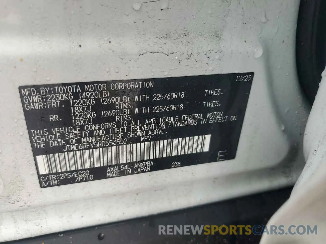 15 Photograph of a damaged car JTME6RFV5RD553552 TOYOTA RAV4 2024