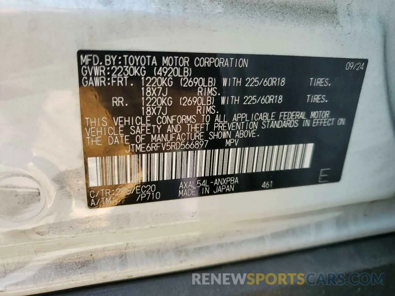 13 Photograph of a damaged car JTME6RFV5RD566897 TOYOTA RAV4 2024