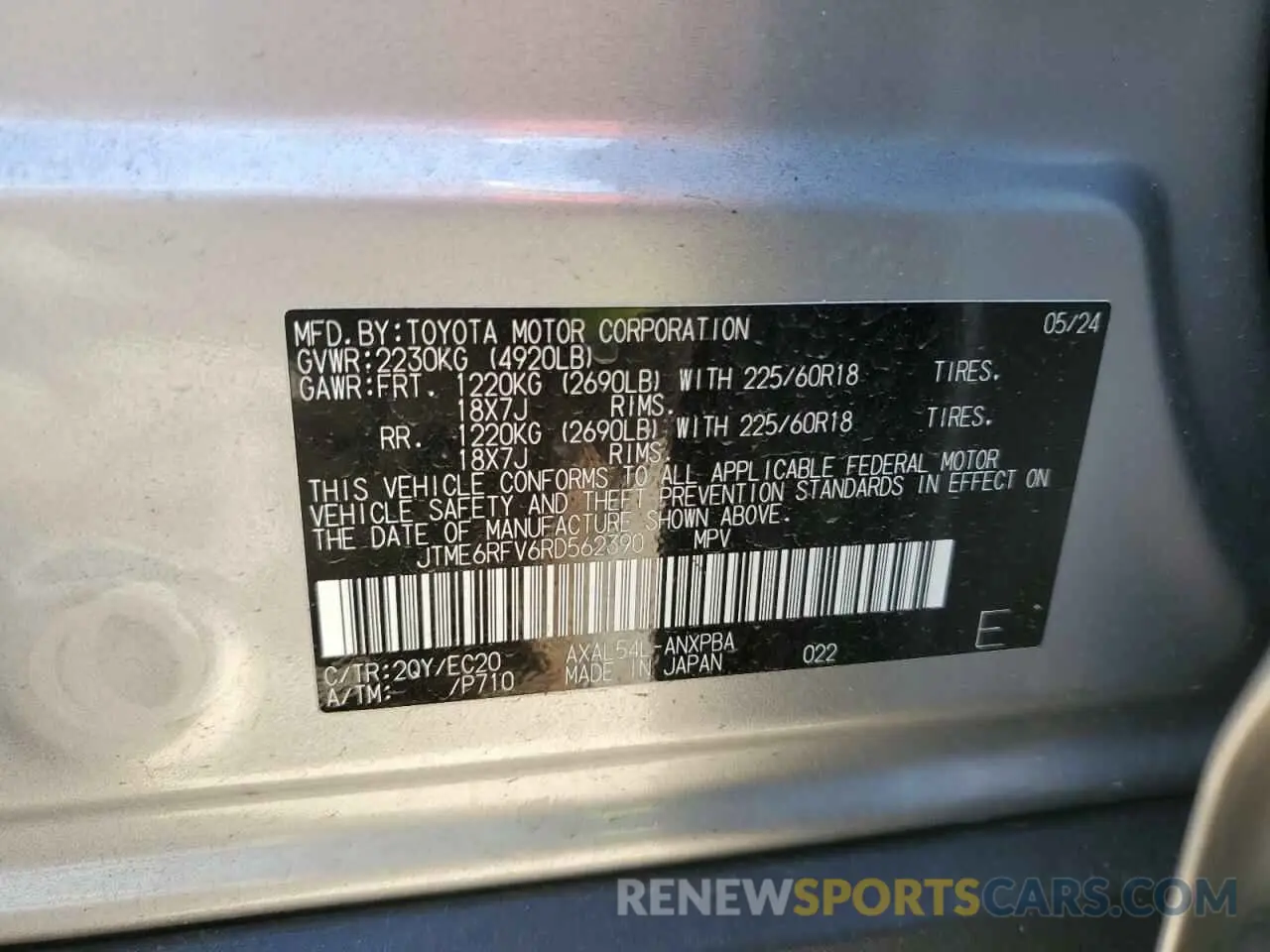 13 Photograph of a damaged car JTME6RFV6RD562390 TOYOTA RAV4 2024