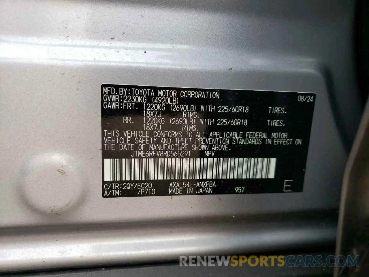 13 Photograph of a damaged car JTME6RFV8RD565291 TOYOTA RAV4 2024