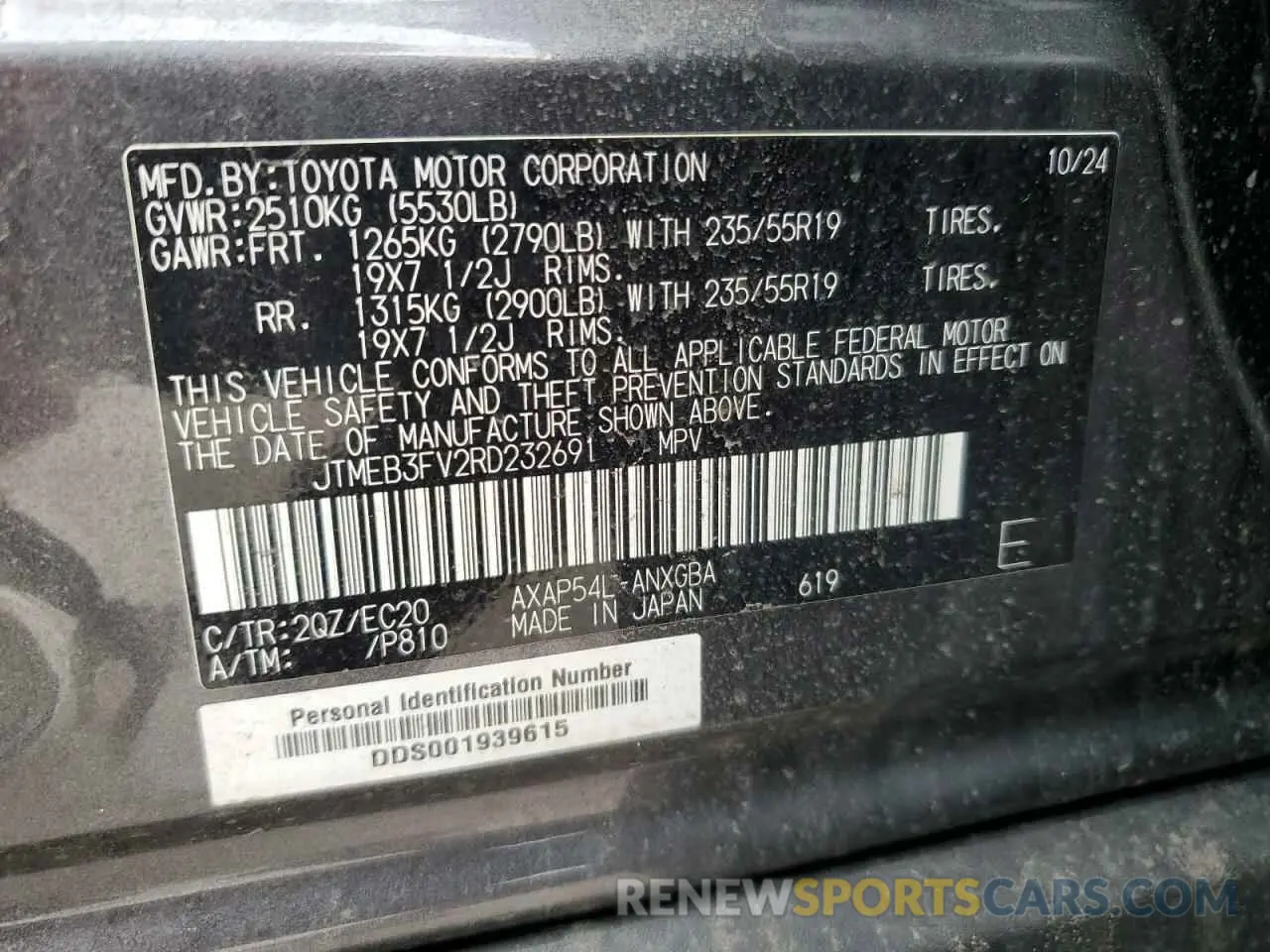 13 Photograph of a damaged car JTMEB3FV2RD232691 TOYOTA RAV4 2024