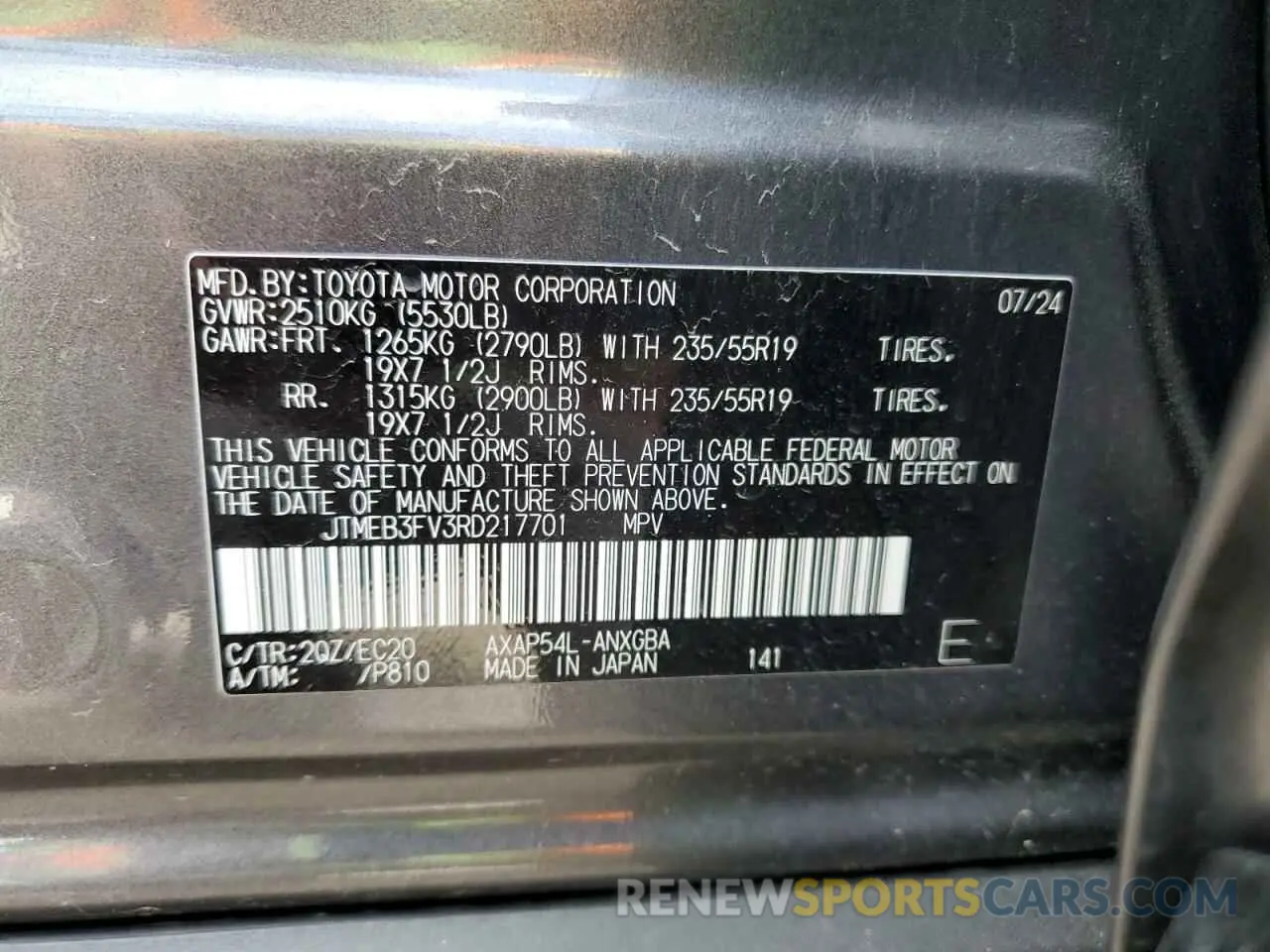 13 Photograph of a damaged car JTMEB3FV3RD217701 TOYOTA RAV4 2024