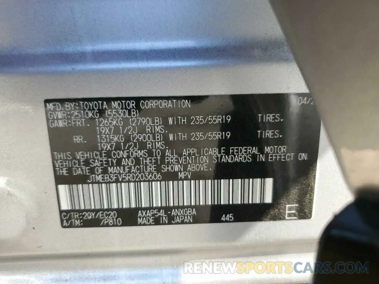 13 Photograph of a damaged car JTMEB3FV5RD203606 TOYOTA RAV4 2024
