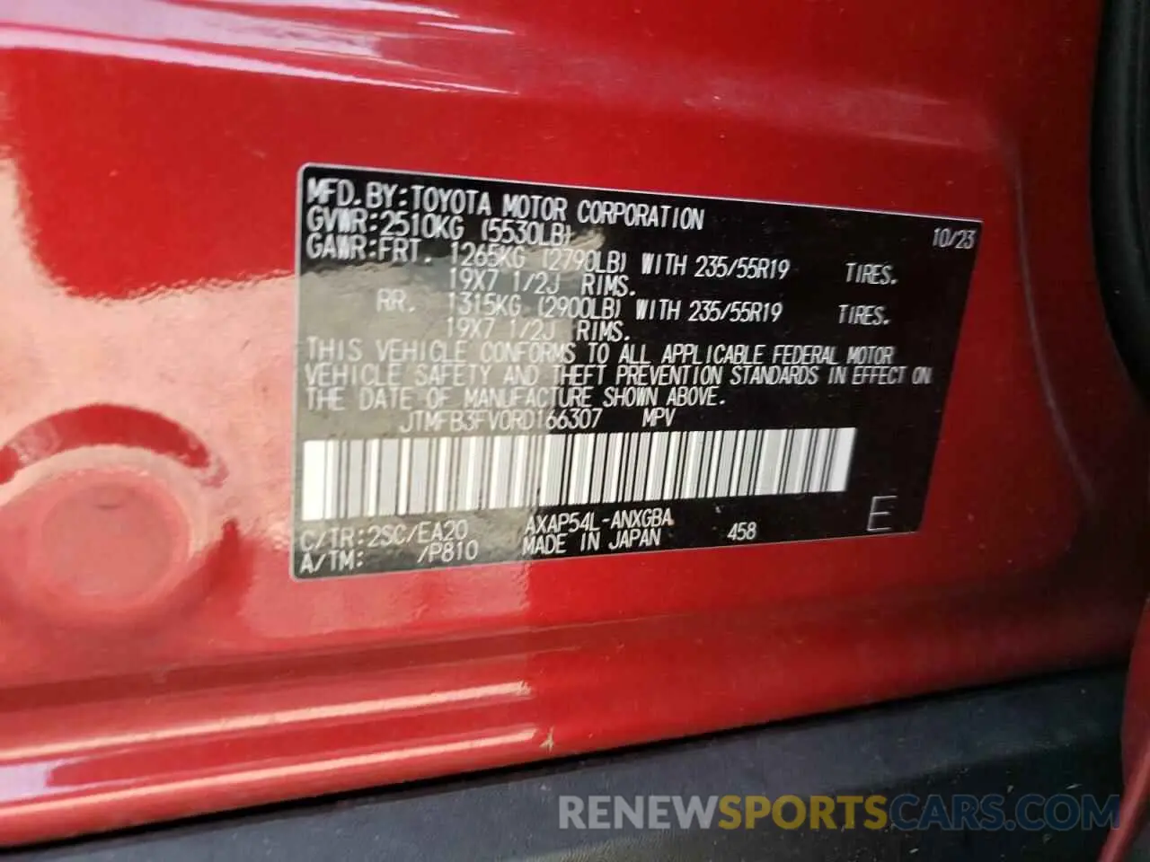 13 Photograph of a damaged car JTMFB3FV0RD166307 TOYOTA RAV4 2024
