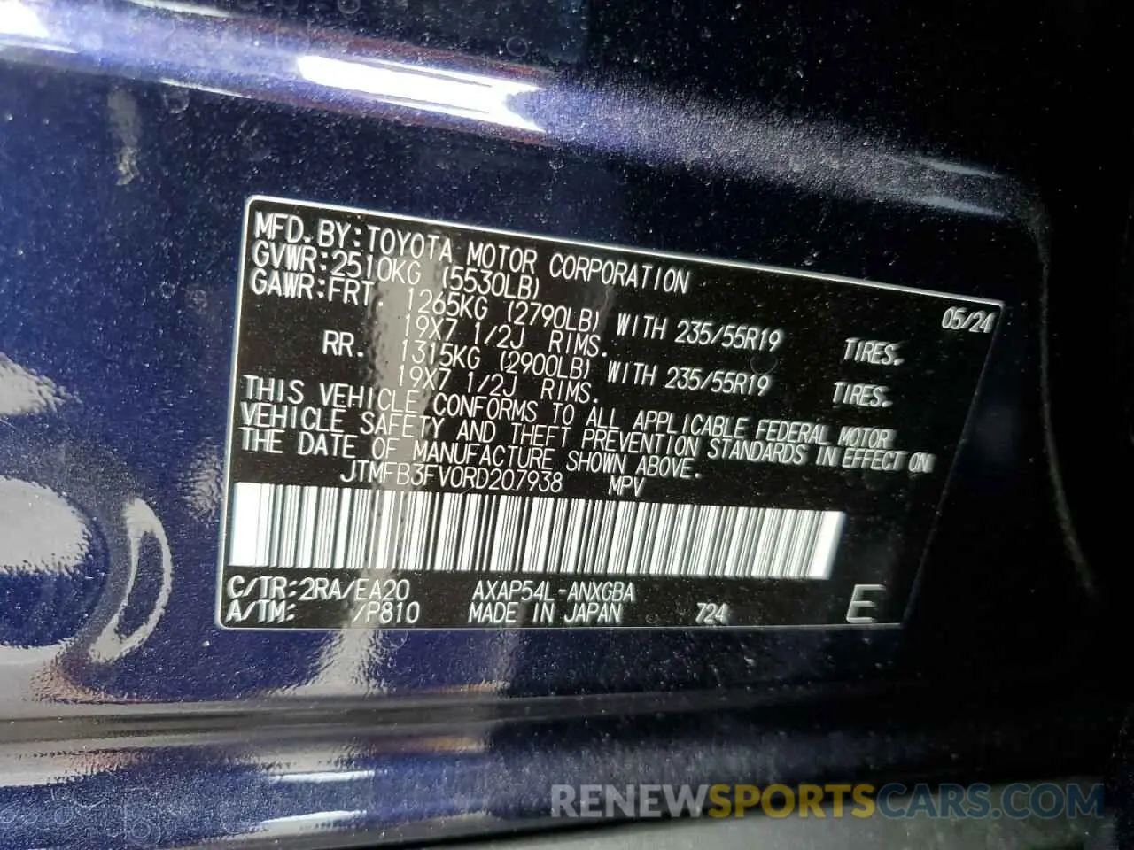 13 Photograph of a damaged car JTMFB3FV0RD207938 TOYOTA RAV4 2024