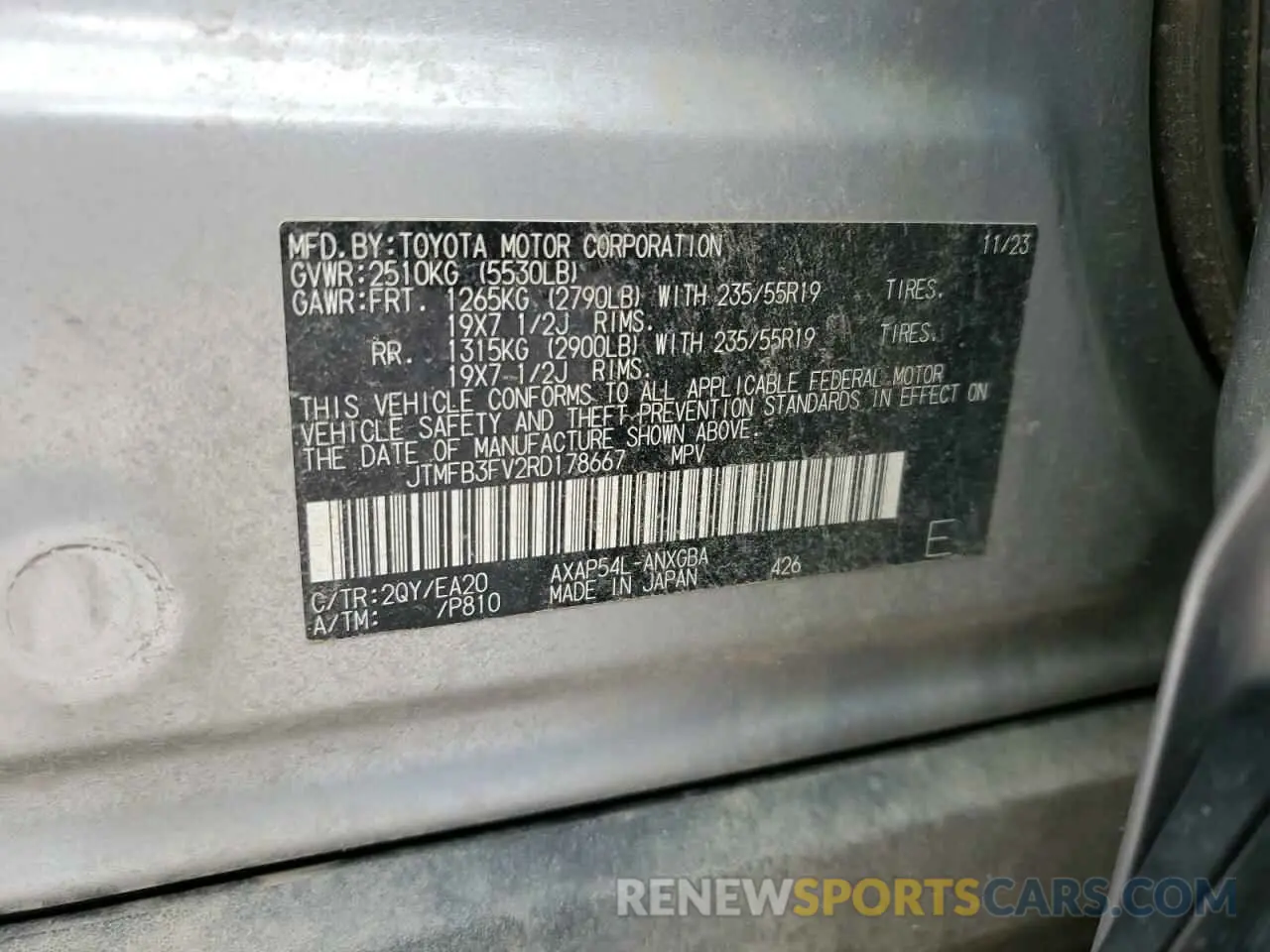 13 Photograph of a damaged car JTMFB3FV2RD178667 TOYOTA RAV4 2024
