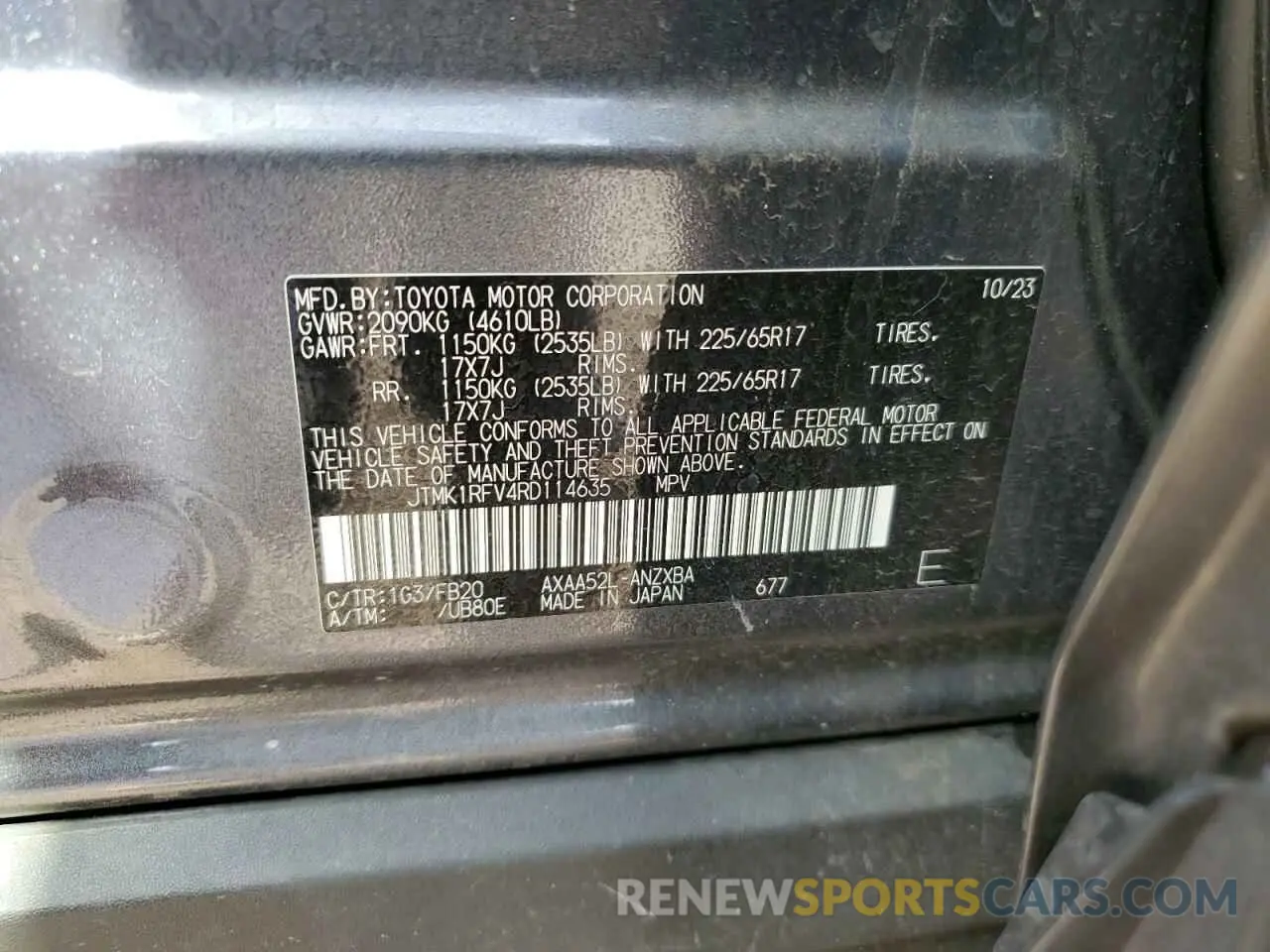 13 Photograph of a damaged car JTMK1RFV4RD114635 TOYOTA RAV4 2024