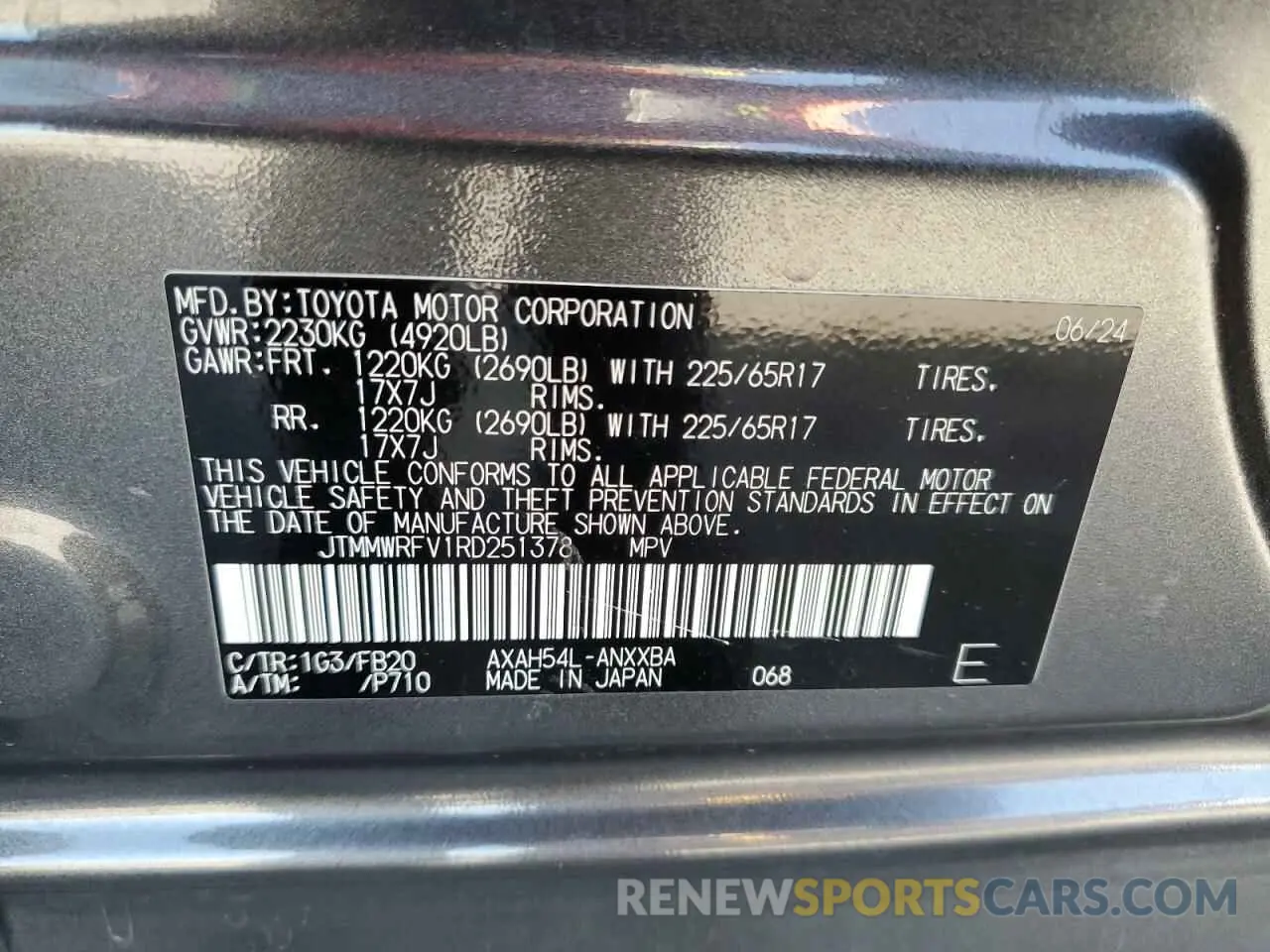 14 Photograph of a damaged car JTMMWRFV1RD251378 TOYOTA RAV4 2024