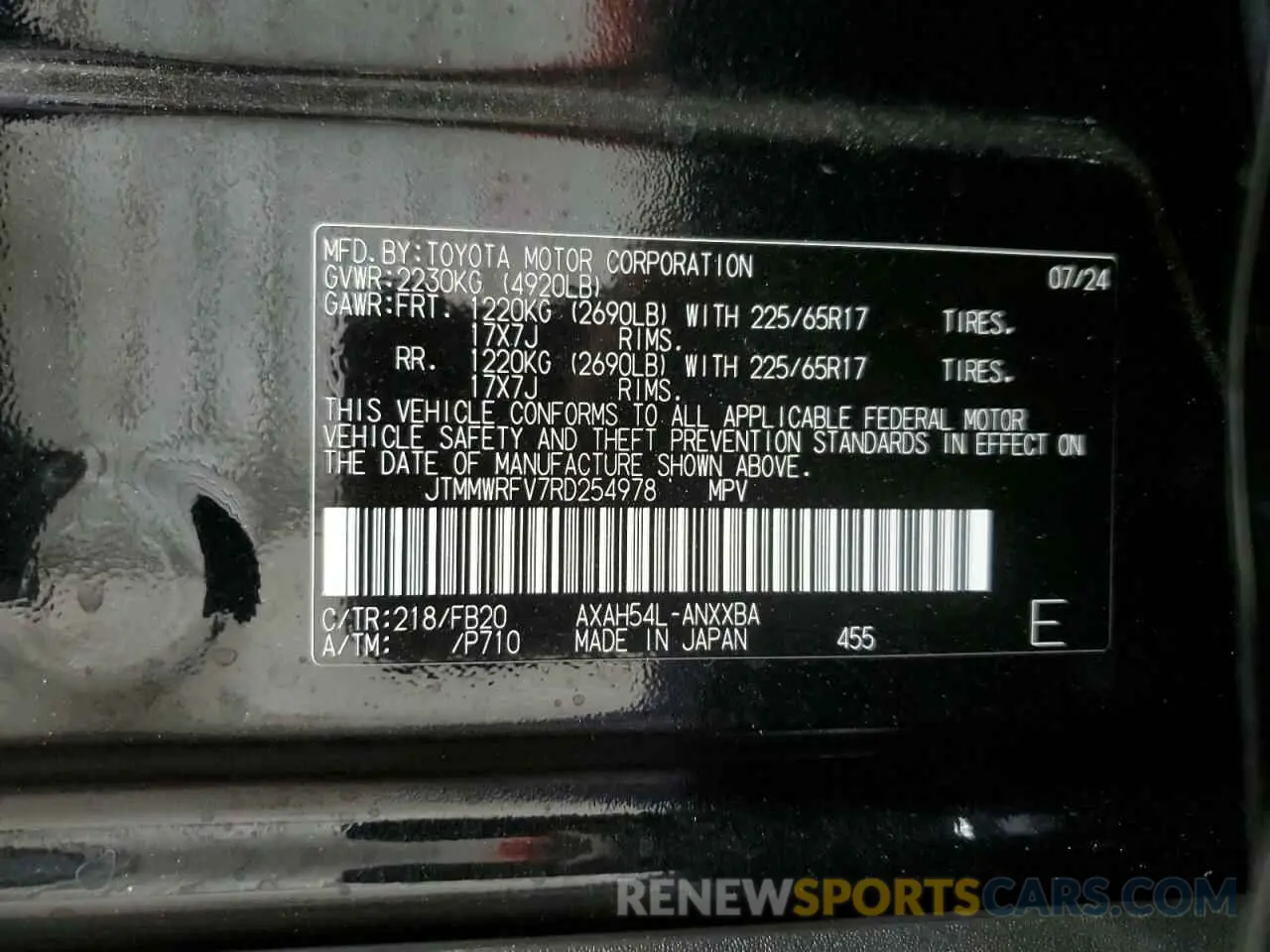 14 Photograph of a damaged car JTMMWRFV7RD254978 TOYOTA RAV4 2024