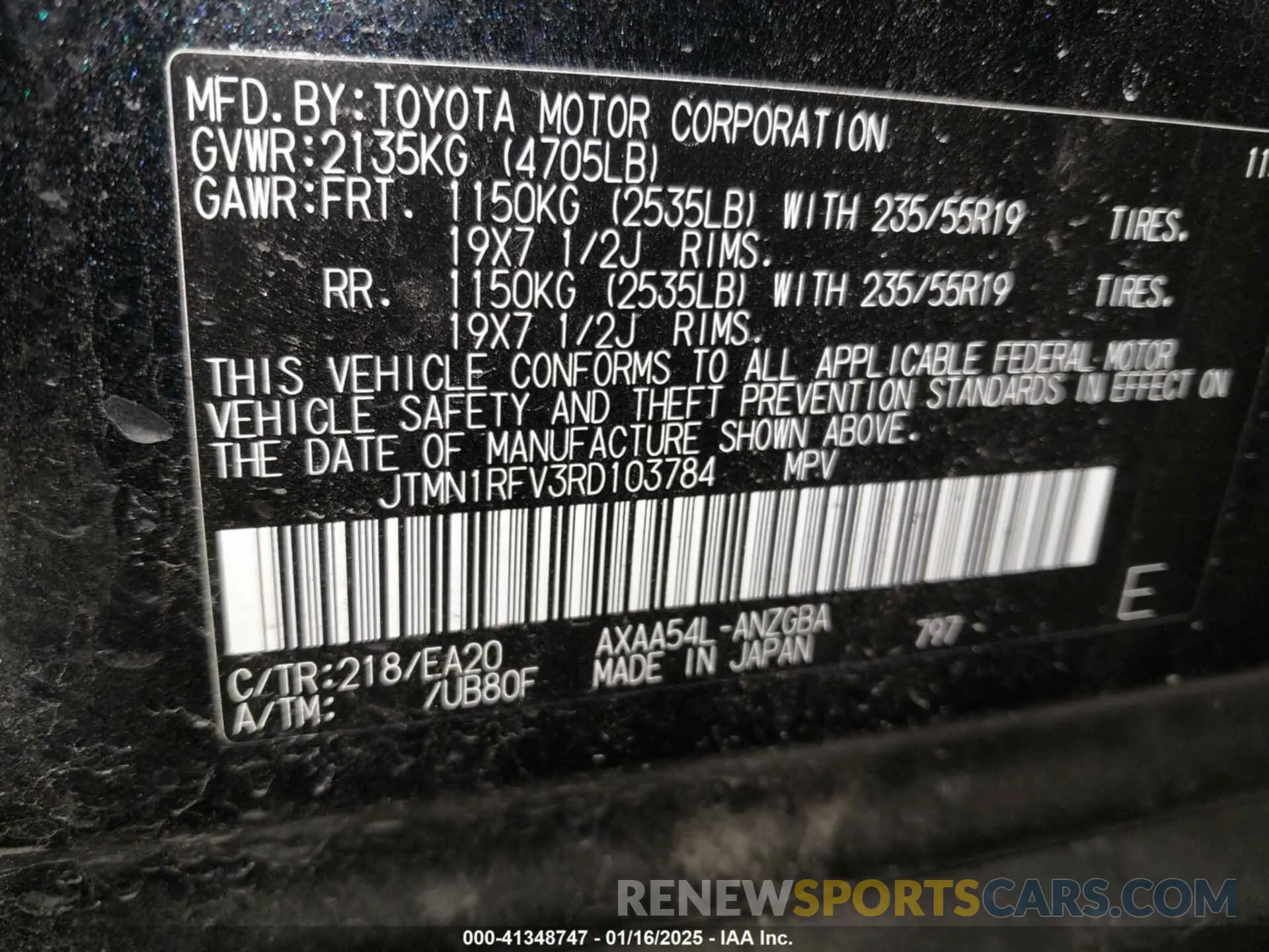 9 Photograph of a damaged car JTMN1RFV3RD103784 TOYOTA RAV4 2024