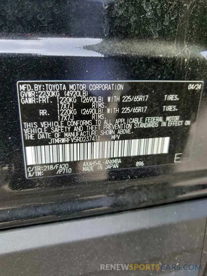 13 Photograph of a damaged car JTMRWRFV5RD237411 TOYOTA RAV4 2024