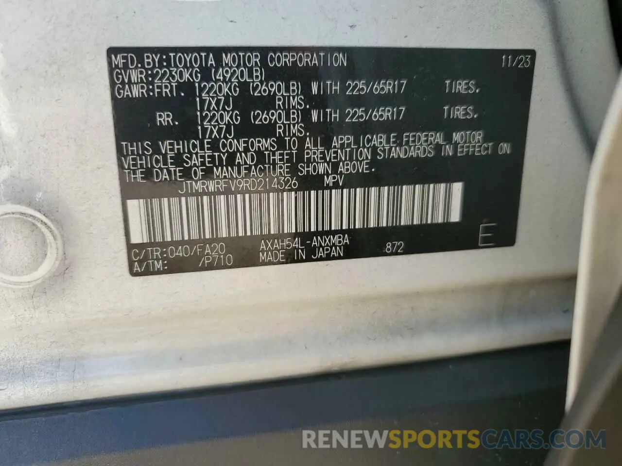 15 Photograph of a damaged car JTMRWRFV9RD214326 TOYOTA RAV4 2024