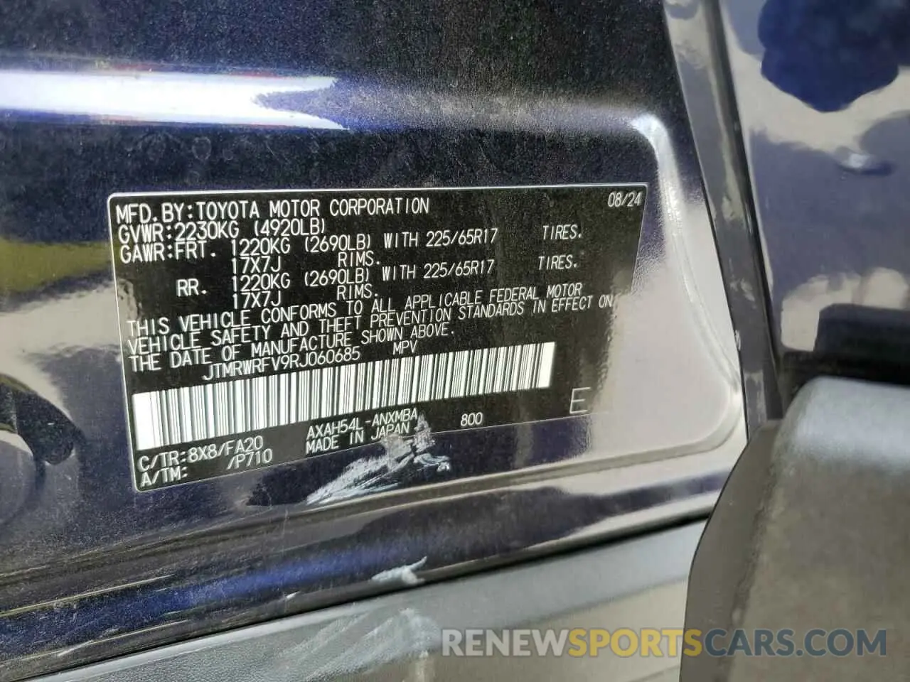 13 Photograph of a damaged car JTMRWRFV9RJ060685 TOYOTA RAV4 2024