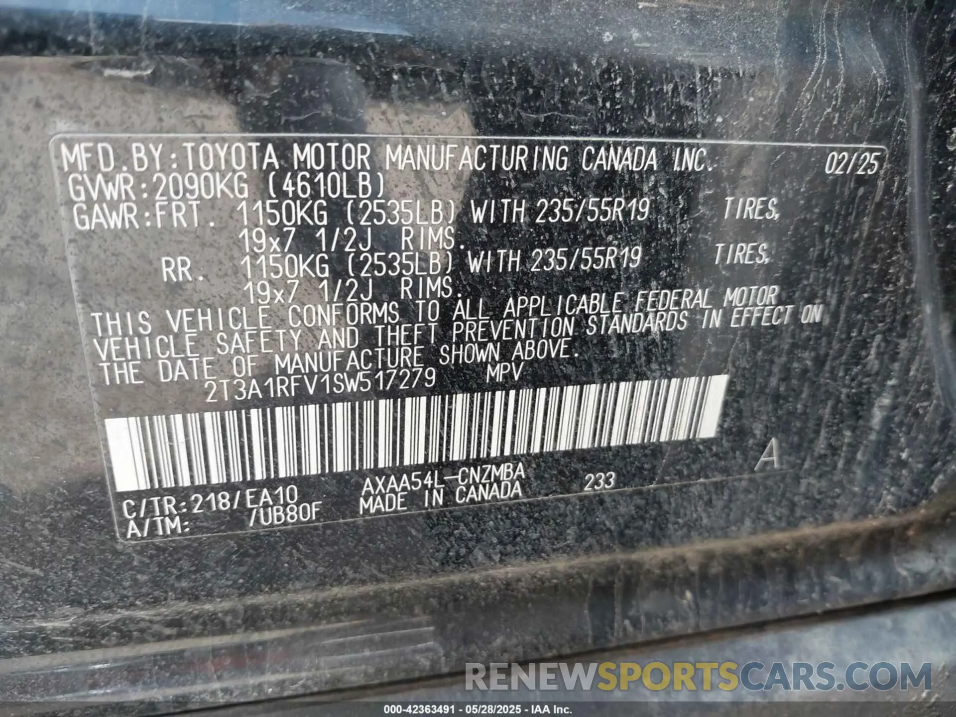 9 Photograph of a damaged car 2T3A1RFV1SW517279 TOYOTA RAV4 2025