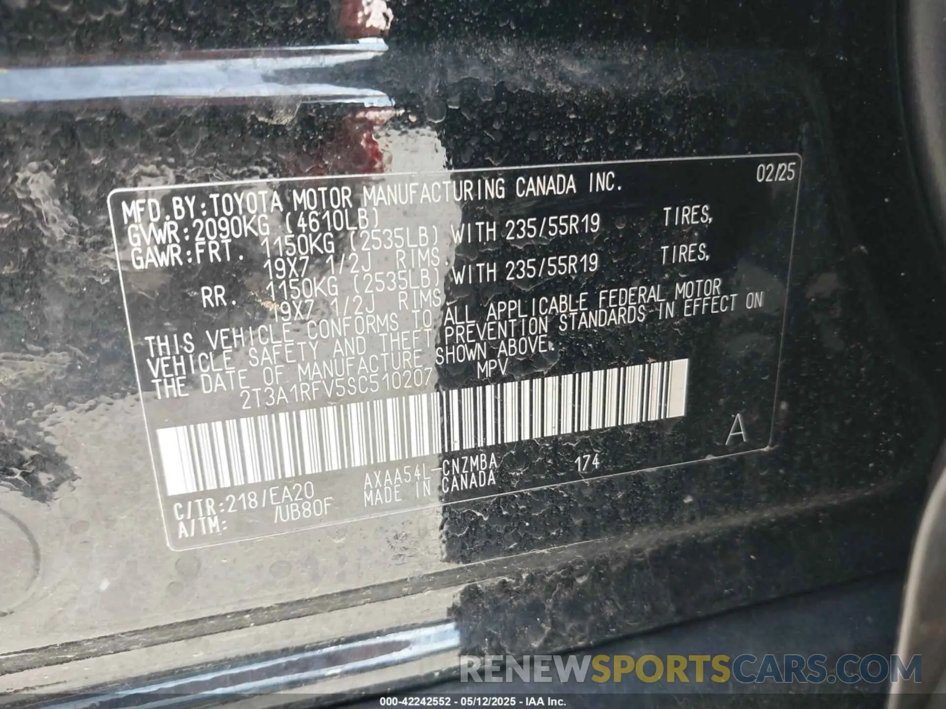 9 Photograph of a damaged car 2T3A1RFV5SC510207 TOYOTA RAV4 2025