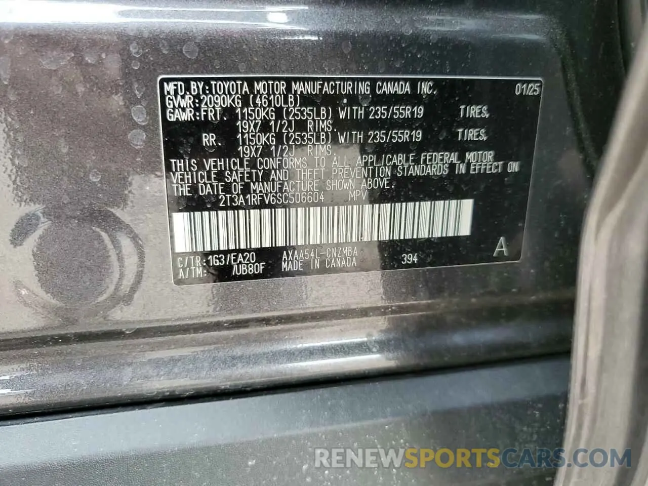 14 Photograph of a damaged car 2T3A1RFV6SC506604 TOYOTA RAV4 2025