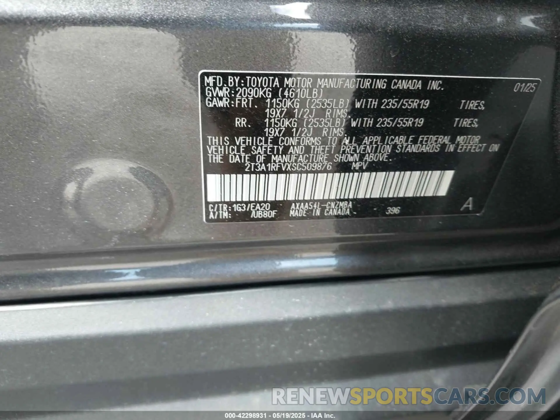 9 Photograph of a damaged car 2T3A1RFVXSC509876 TOYOTA RAV4 2025