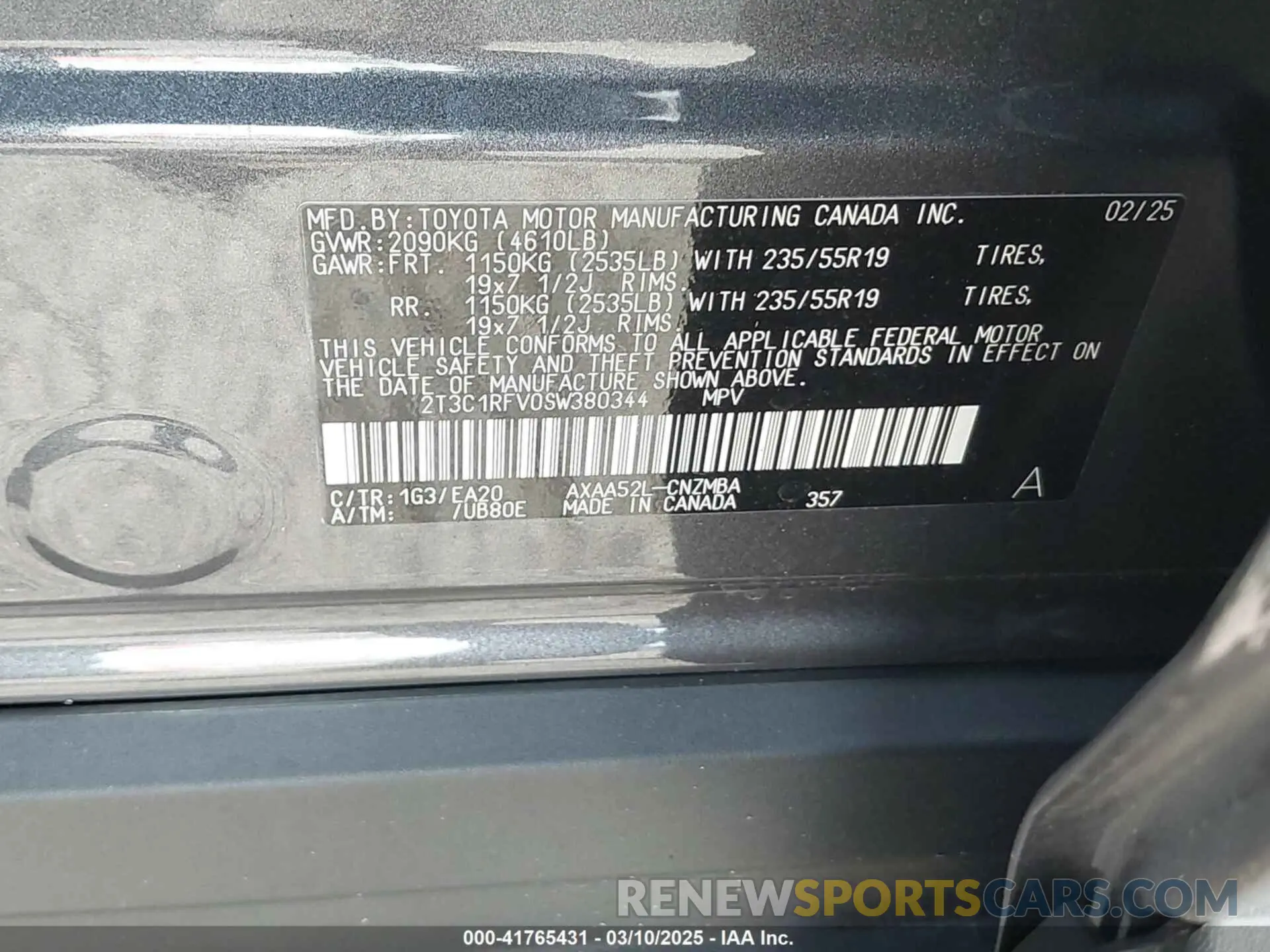 9 Photograph of a damaged car 2T3C1RFV0SW380344 TOYOTA RAV4 2025