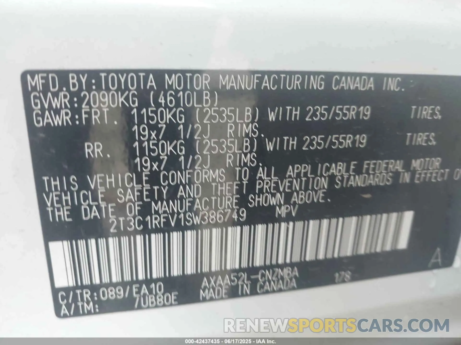 9 Photograph of a damaged car 2T3C1RFV1SW386749 TOYOTA RAV4 2025