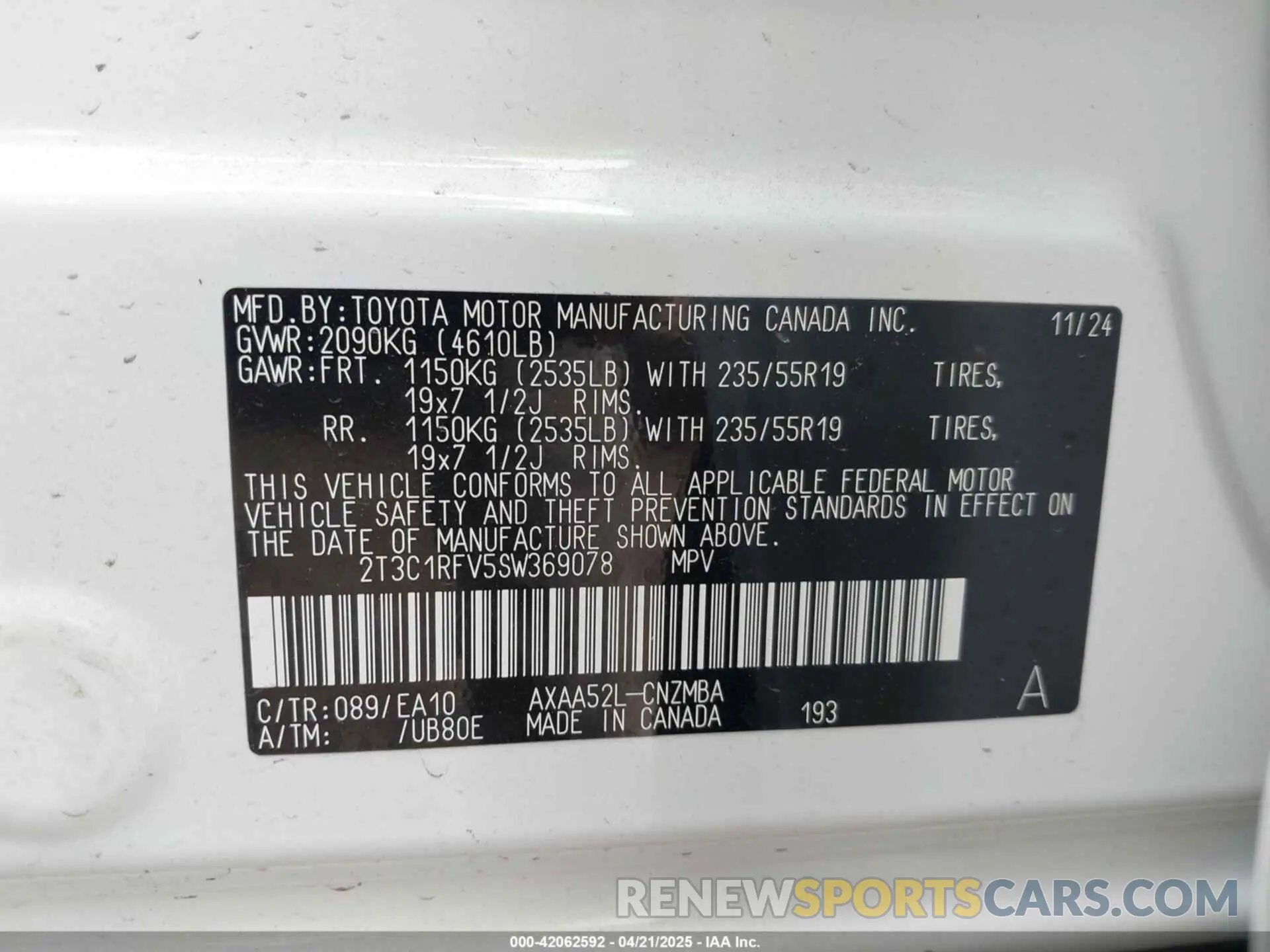 9 Photograph of a damaged car 2T3C1RFV5SW369078 TOYOTA RAV4 2025